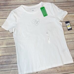 tommy hilfiger Crew-Neck Rhinestone-Embellished heart graphic T-Shirt M